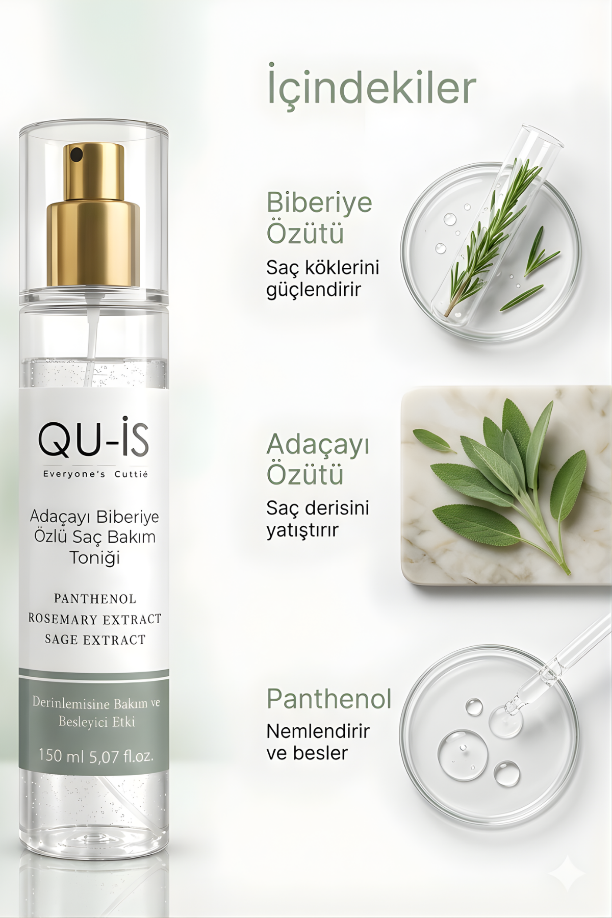 Biberiye & Adaçayı Özlü Saç Dökülmesine Karşı Bakım Toniği - 150 ml