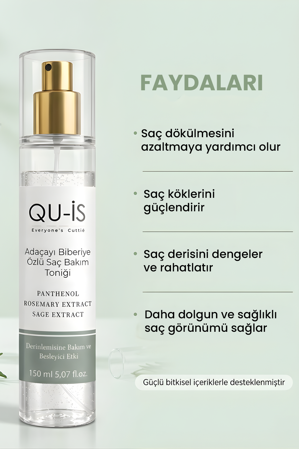 Biberiye & Adaçayı Özlü Saç Dökülmesine Karşı Bakım Toniği - 150 ml