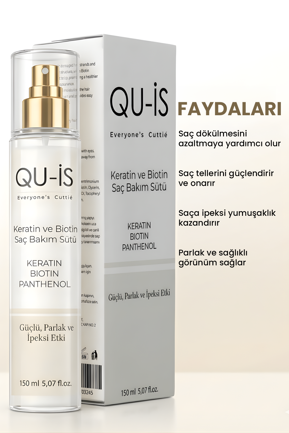 Keratin ve Biotin Saç Bakım Sütü (Güçlü ve Parlak Etki) - 150 ml