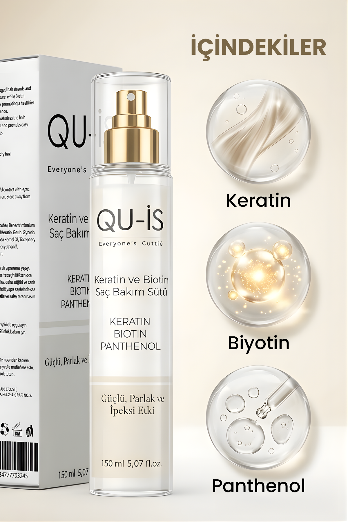 Keratin ve Biotin Saç Bakım Sütü (Güçlü ve Parlak Etki) - 150 ml