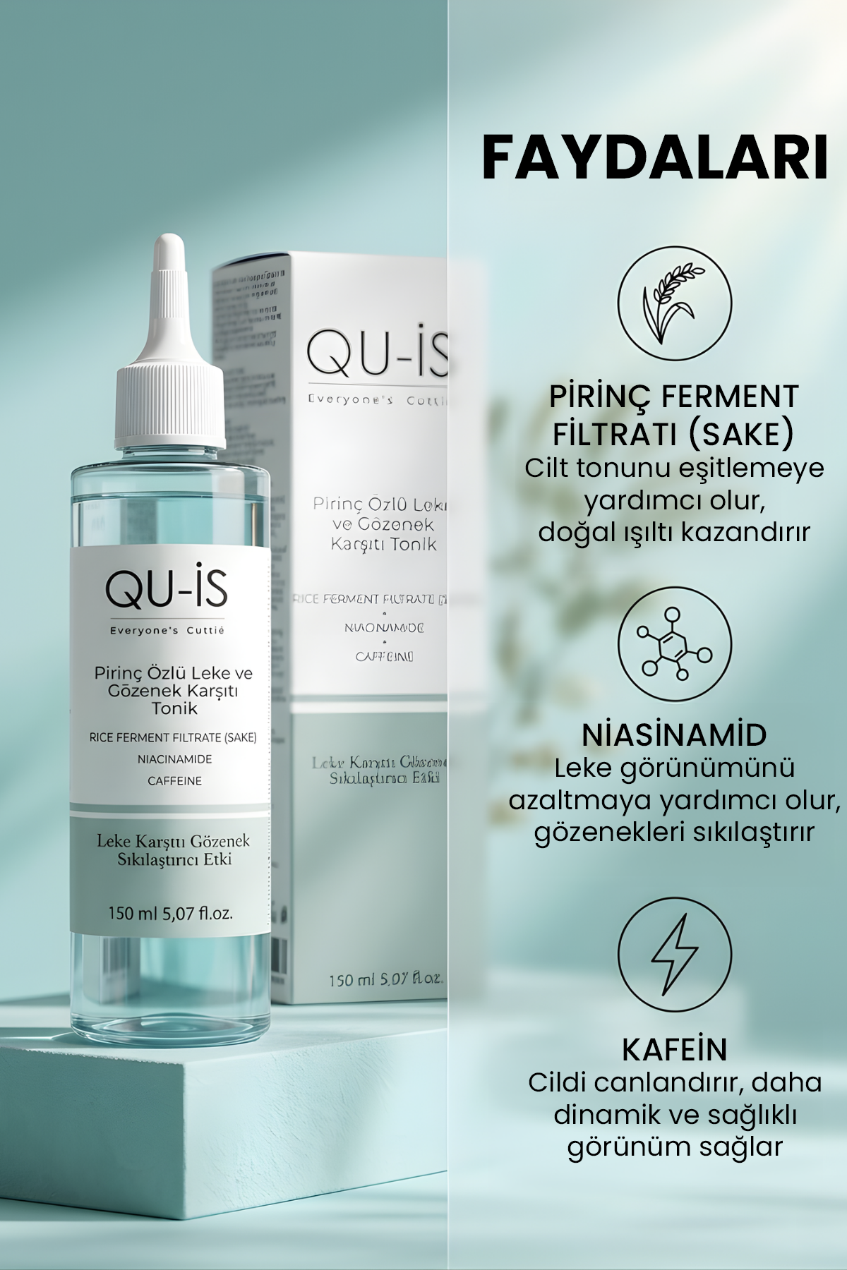 Aydınlatıcı Etkili Pirinç Özlü Tonik 150 ML (Niacinamide & Caffeine)